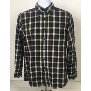 Covington Button Down Shirt Men Size M Red Black White Pocket Plaid Long Sleeves